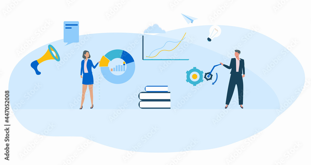 Flat vector illustration of effective business management. Suitable for presentation and banner Flat vector illustration of effective business management. Suitable for presentation and banner