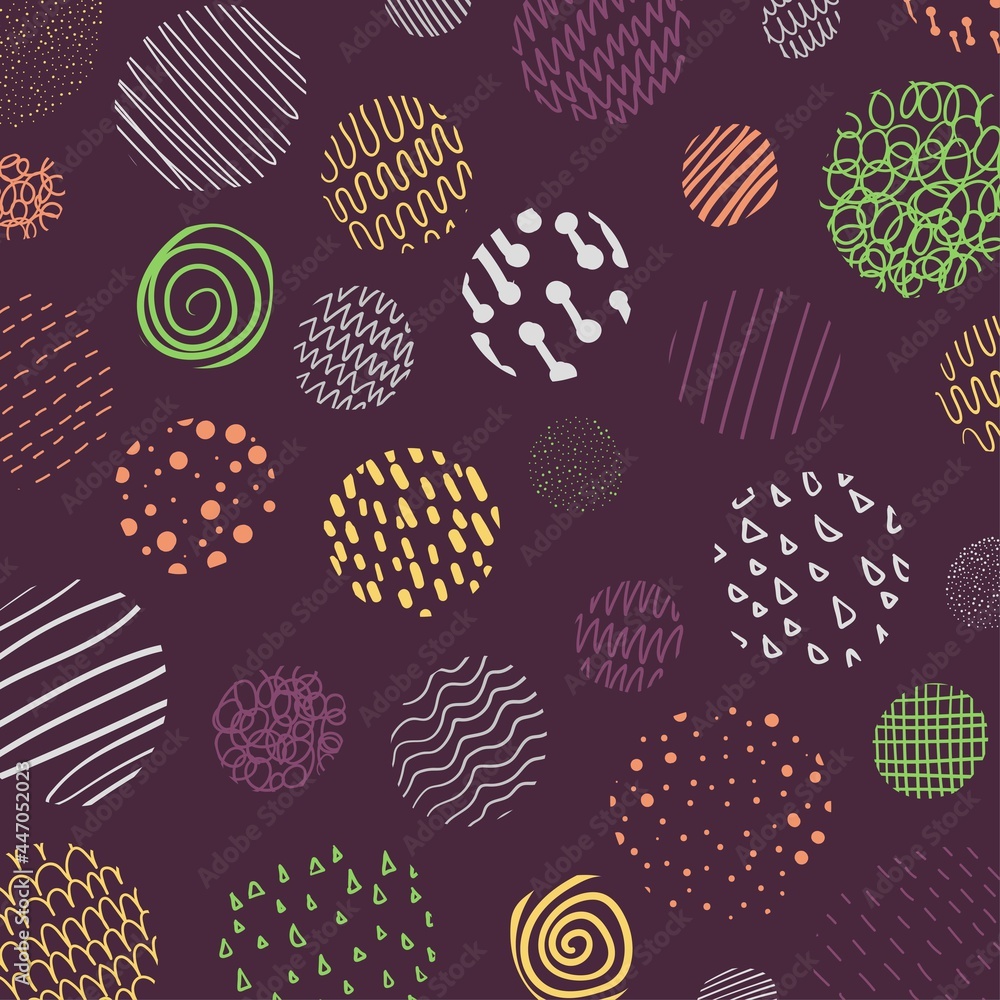 Abstract cover of circles pattern design of colorful doodle wavy style pattern. Free hand drawing artwork background. illustration Abstract cover of circles pattern design of colorful doodle wavy style pattern. Free hand drawing artwork background. illustration