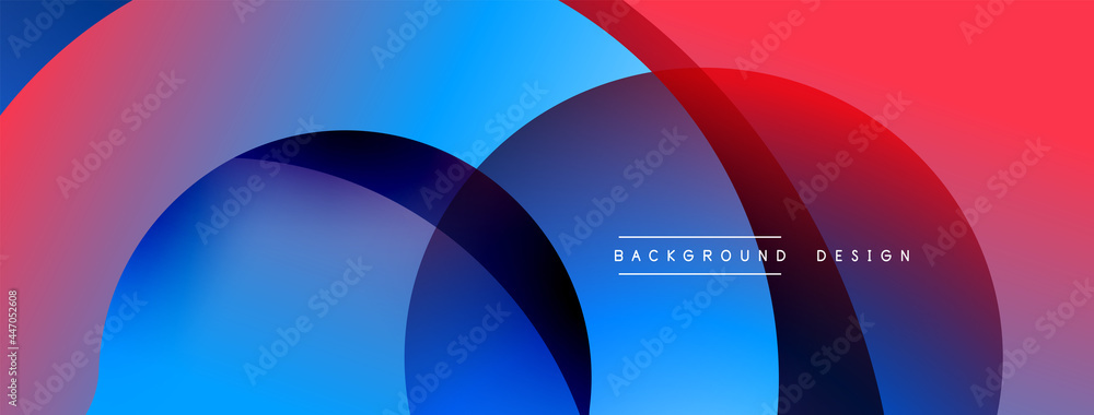 Obraz premium Abstract overlapping lines and circles geometric background with gradient colors