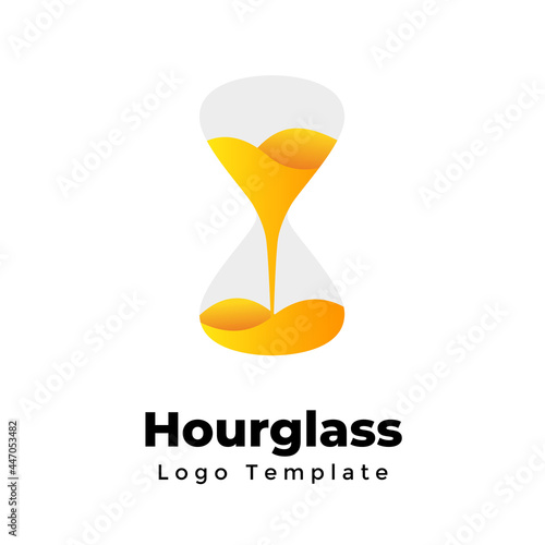 Hourglass with flowing sand. Creative vector logo template. Abstract sign. Modern minimalistic symbol. Identity graphic element. Web icon. 