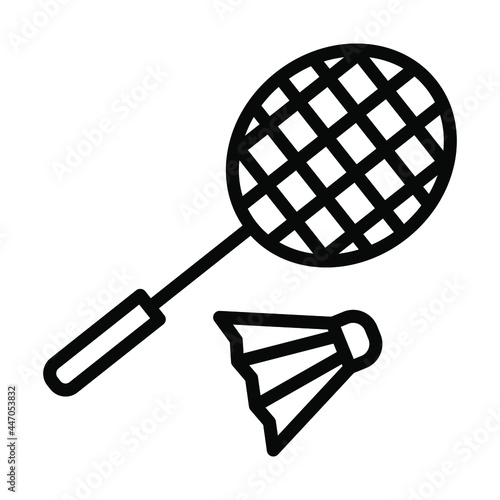 Badminton flat line icon. Badminton racket and shuttlecocks, equipments for game sport. Outline sign for mobile concept and web design, store