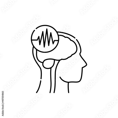 Photosensitive epileptic seizures olor line icon. Computer-induced medical problem. Pictogram for web page, mobile app, promo.