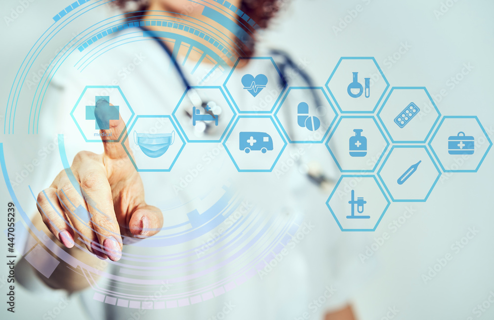 Female Doctor With Stethoscope On Isolated Background Female Doctor With Stethoscope On Isolated Background