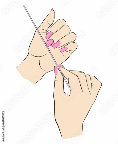 Nailfile. File your nails. Manicure procedure