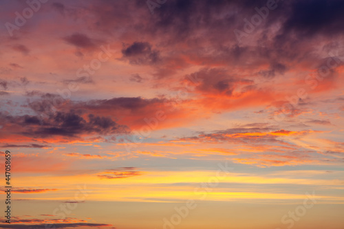 Multicolor clouds on the evening sky . Fantastic heaven scenery  © russieseo
