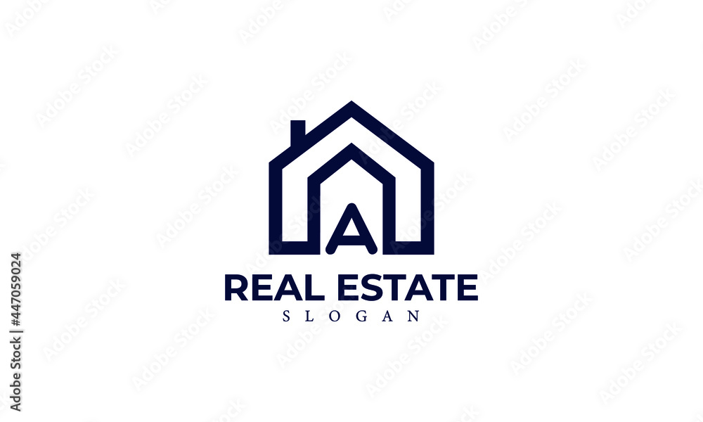Fototapeta premium Alphabet A Real Estate Monogram Vector Logo Design, Letter A House Icon Template