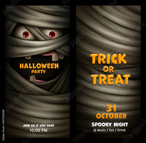 scary face of mummy frame for halloween
