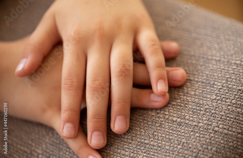 Child hand. background hand. 