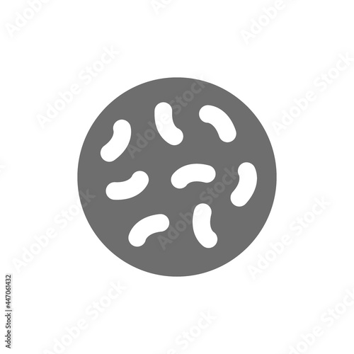 Probiotics, lactobacilli, bifidobacteria grey icon. Isolated on white background
