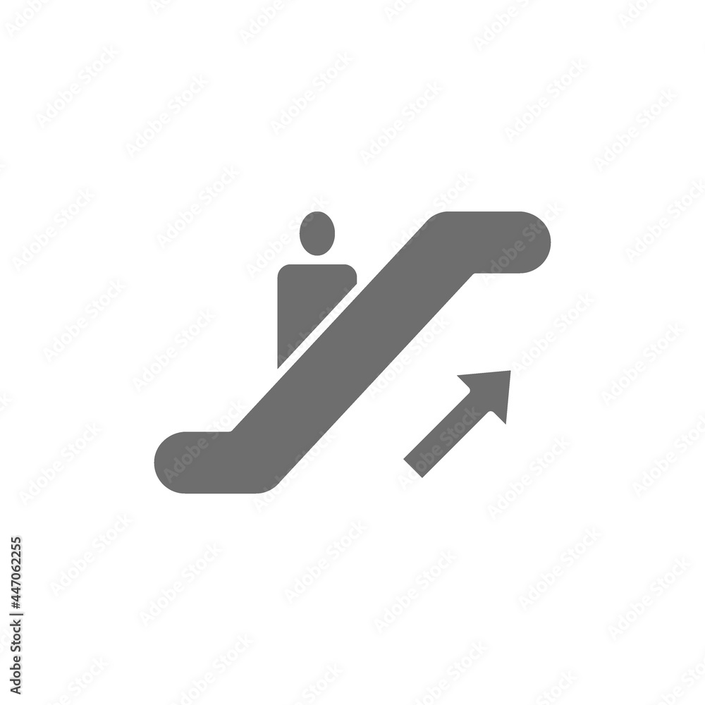 Escalator up sign grey icon. Isolated on white background