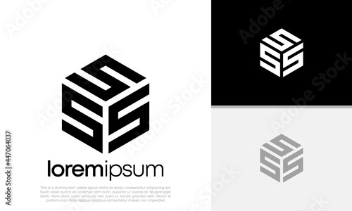 Initials S. SSS logo design. Initial Letter Logo. Hexagon logo design.	
