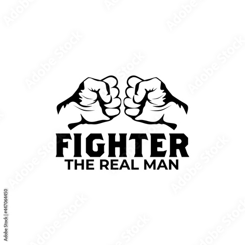 Fist fighter logo design template