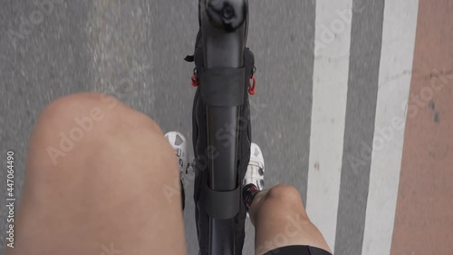 riding a bicycle on road with pedaling