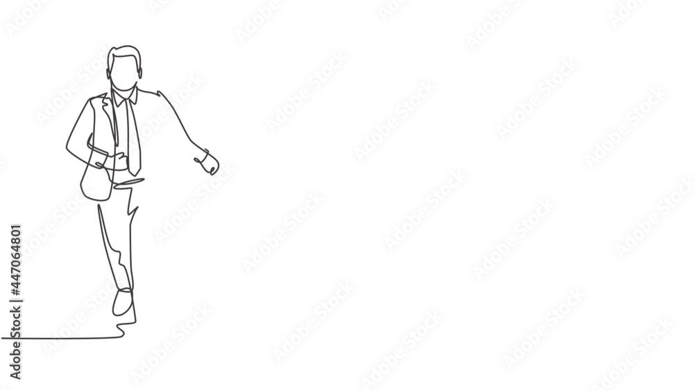 Self drawing animation of single line draw businessmen wearing suit doing sprint race at running track to win competition. Business competition concept continuous line draw. Full length animated. Self drawing animation of single line draw businessmen wearing suit doing sprint race at running track to win competition. Business competition concept continuous line draw. Full length animated.