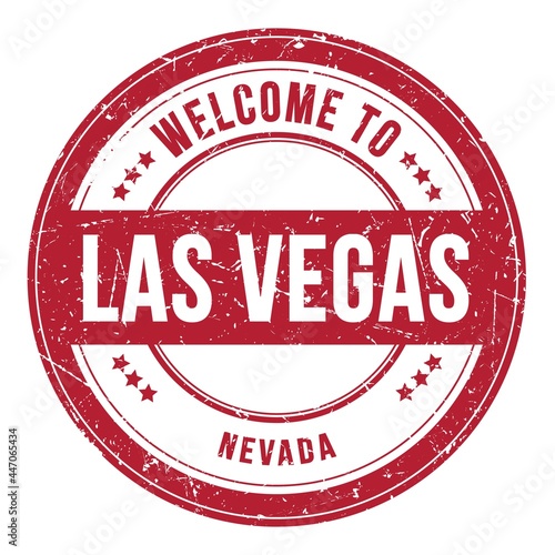 Canvas Print WELCOME TO LAS VEGAS - NEVADA, words written on red stamp