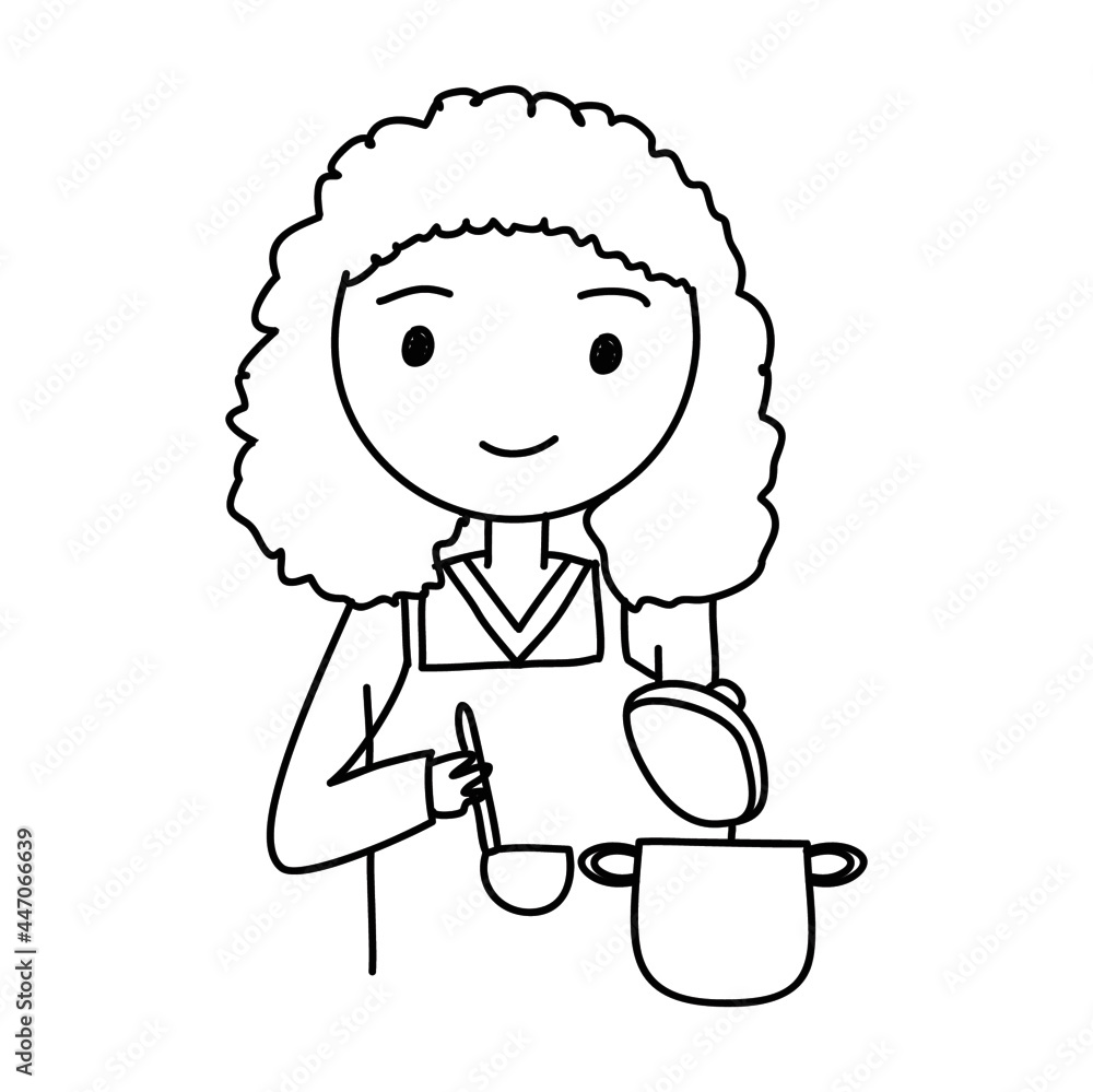 Fototapeta premium people cooking. Hand drawn vector object. Icons in doodle style