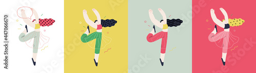 Happiness - happy people jumping in the air cheerfully