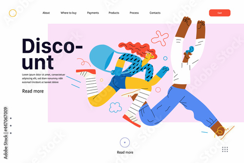 Discounts, sale, promotion, web template. Flat vector
