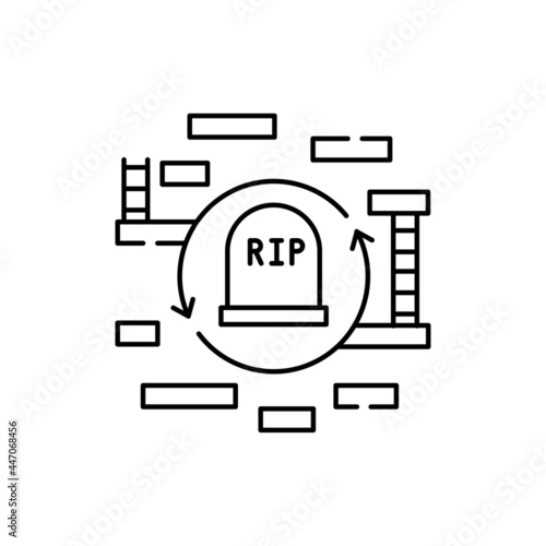 Roguelike game olor line icon. Computer games genres. Pictogram for web page, mobile app, promo.
