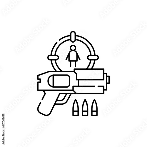 Shooters game olor line icon. Computer games genres. Pictogram for web page, mobile app, promo.