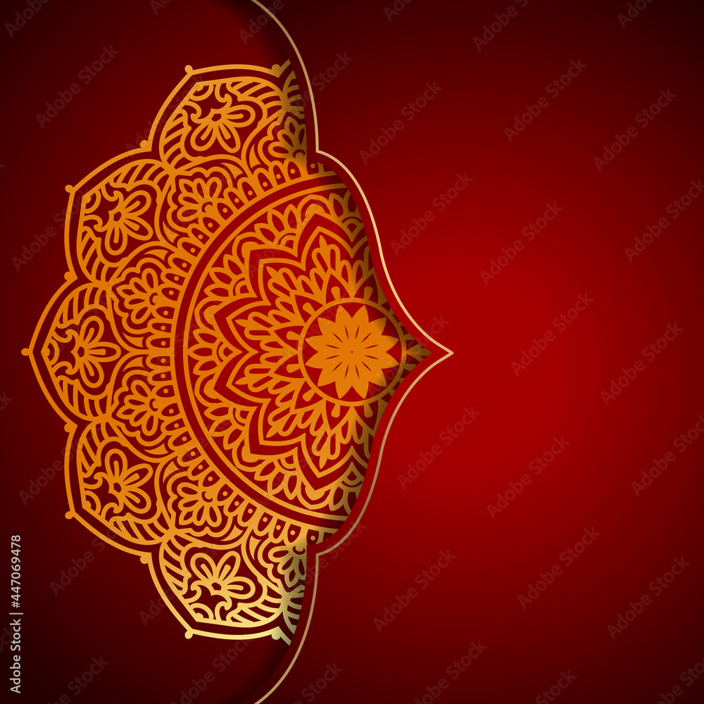 Red mandala wedding invitation template Free Vector. Luxury ornamental ...