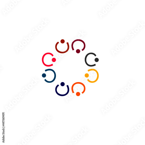 COLORFUL PEOPLE TEAM SIGN, SYMBOL, LOGO ISOLATED ON WHITE