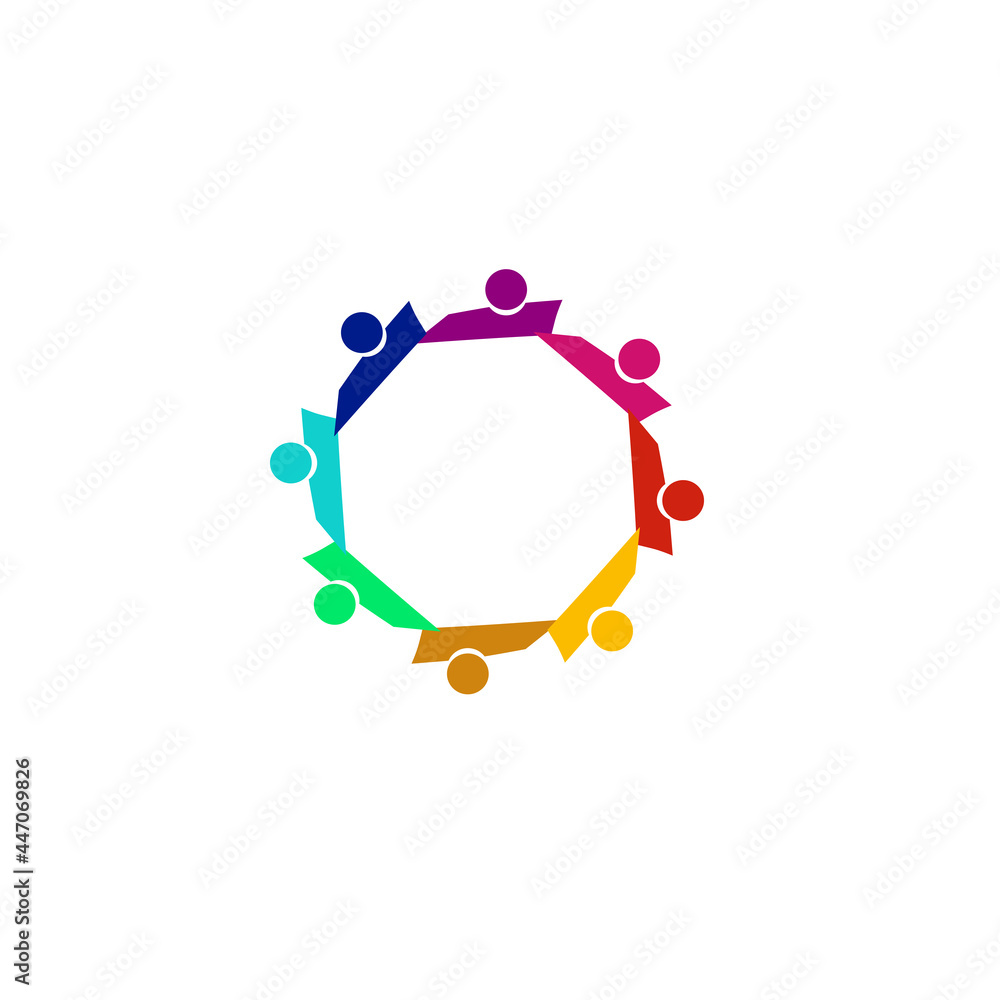 COLORFUL PEOPLE CIRCLE, PEOPLE TOGETHER SIGN, SYMBOL, ART, LOGO ISOLATED ON WHITE COLORFUL PEOPLE CIRCLE, PEOPLE TOGETHER SIGN, SYMBOL, ART, LOGO ISOLATED ON WHITE