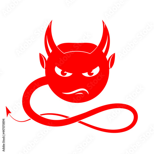 Horned Devil Red Icon Isolated on White Background