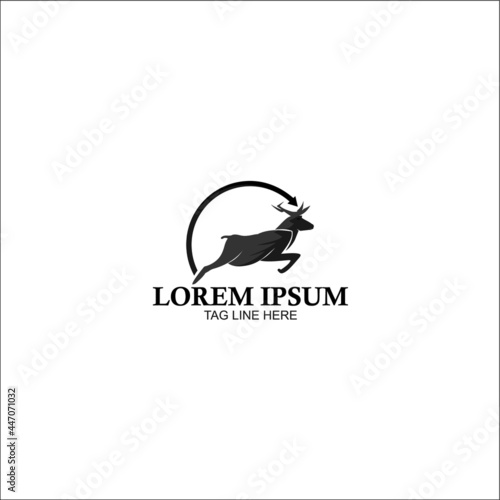 Deer run animal black circle   vector illustration  logo design good for business