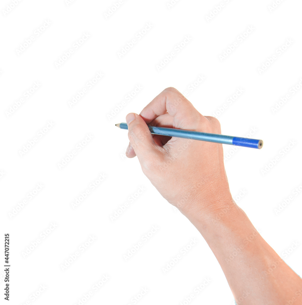 hand with pencil on white background hand with pencil on white background
