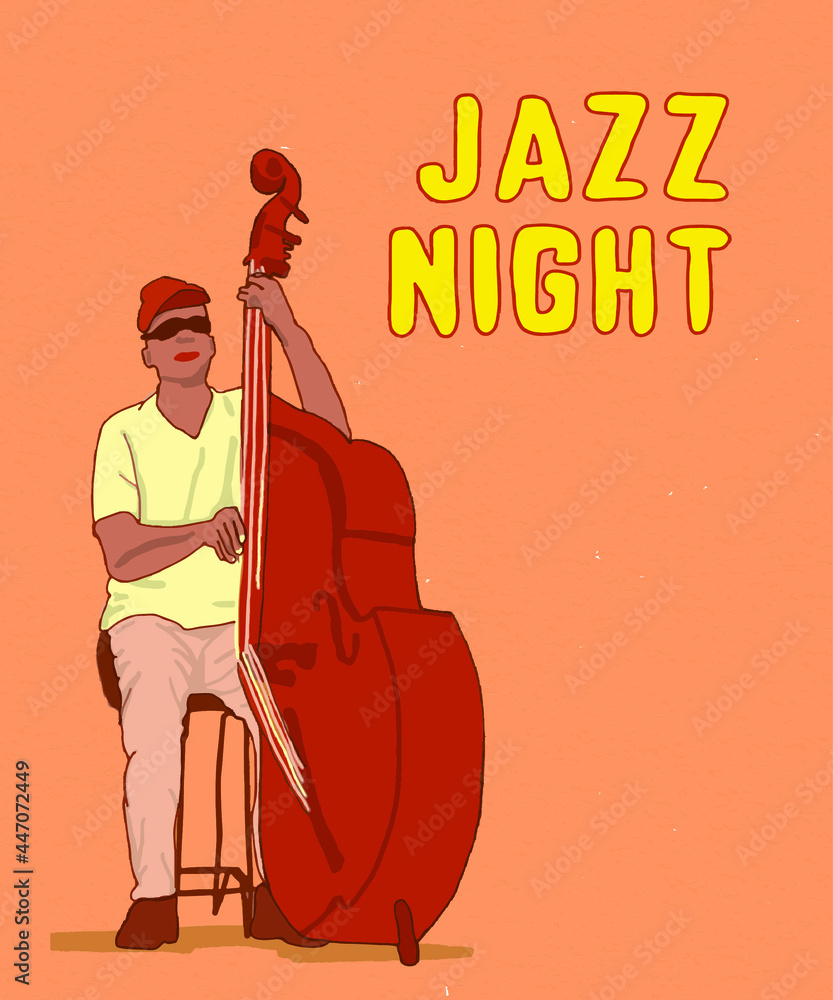 Vector illustration for poster. Jazz trumpet player. Poster for jazz