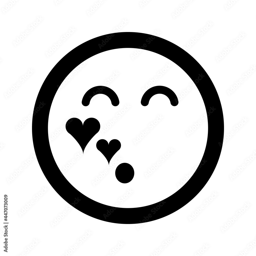 Cartoon love and kiss smile face emoticon icon in flat style Cartoon love and kiss smile face emoticon icon in flat style