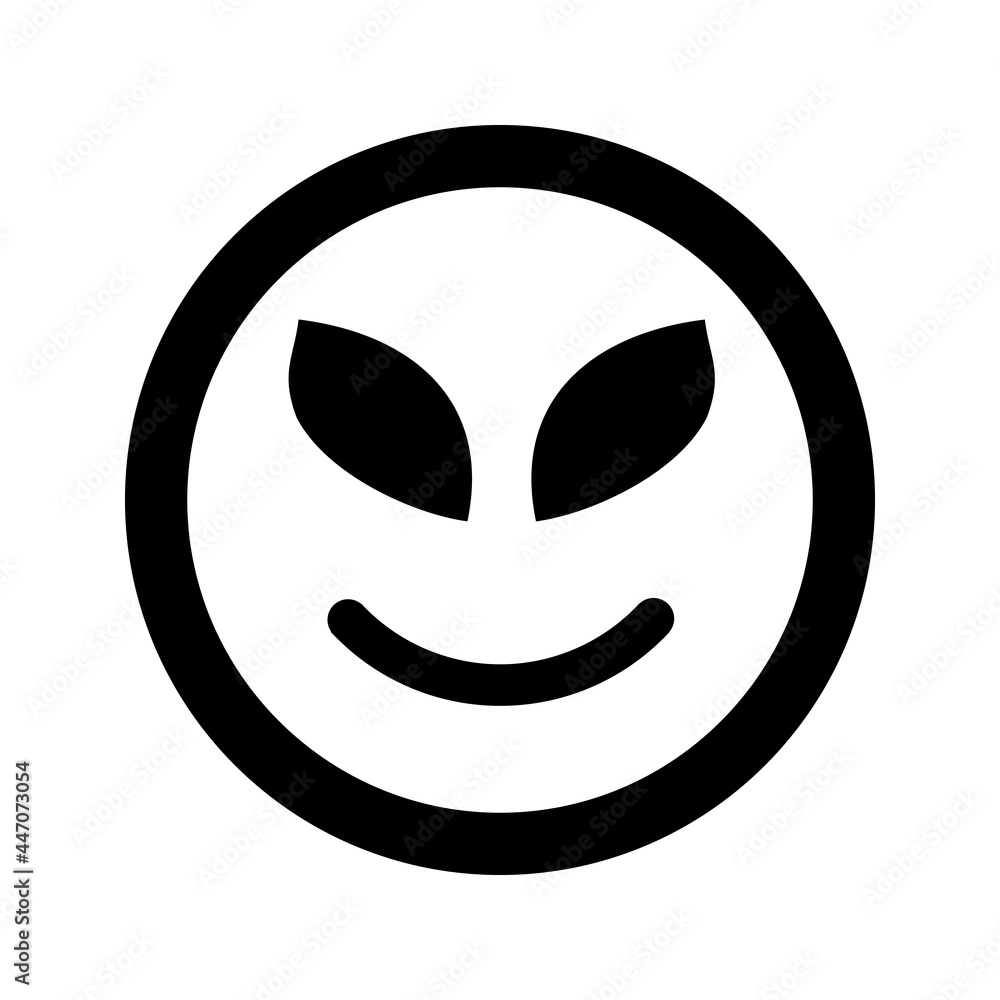 Fototapeta premium Cartoon UFO smile face emoticon icon in flat style