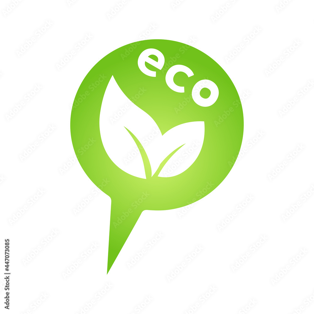 Eco green cloud speech bubble icon Bio nature green eco symbol for web and business Eco green cloud speech bubble icon Bio nature green eco symbol for web and business