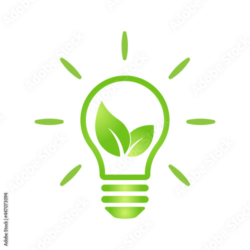 Eco green leaf icon in light bulb Bio nature green eco symbol for web and business