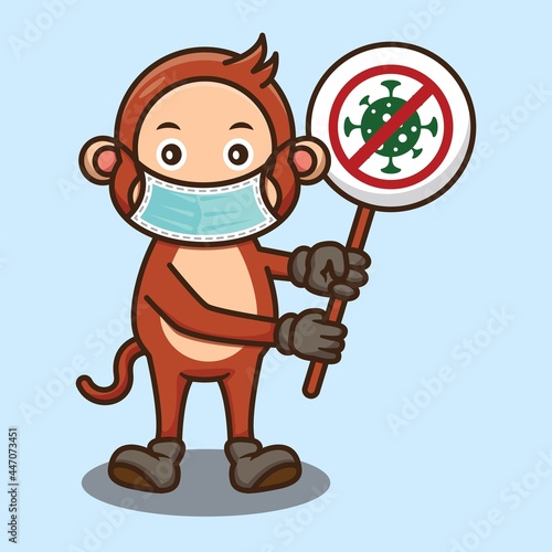 Cute Monkey Say No To Coronavirus Design