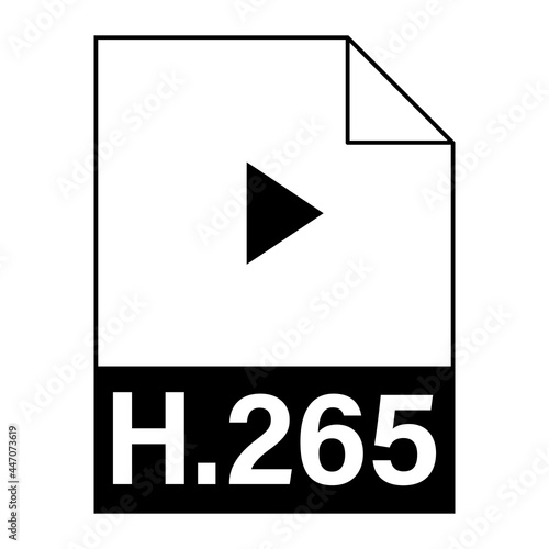 Modern flat design of H.265 file icon for web