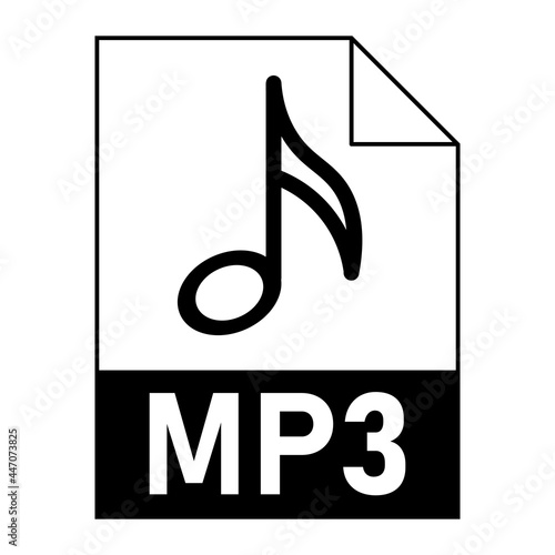 Modern flat design of MP3 file icon for web