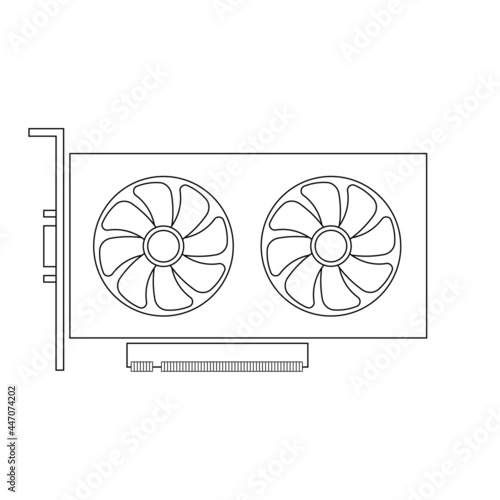 Simple illustration of graphics card GPU. Personal computer component icon