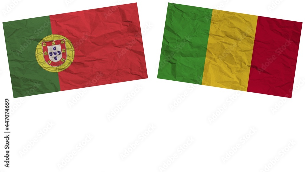 Fototapeta premium Mali and Portugal Flags Together Paper Texture Effect Illustration