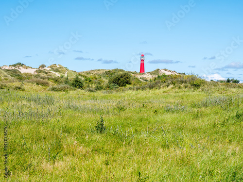 Lighthouse North Tower in Westerduinen dunes on Frisian island Schiermonnikoog, Netherlands