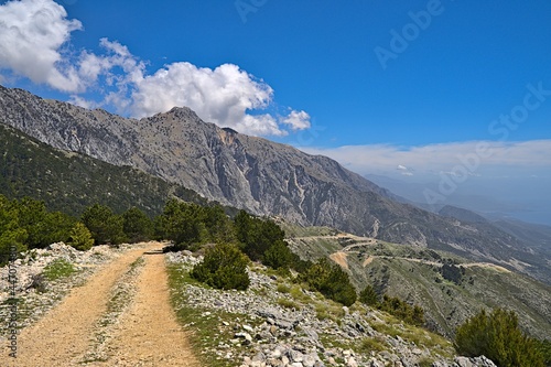 Llogara Pass on a sunny day along the hiking trail