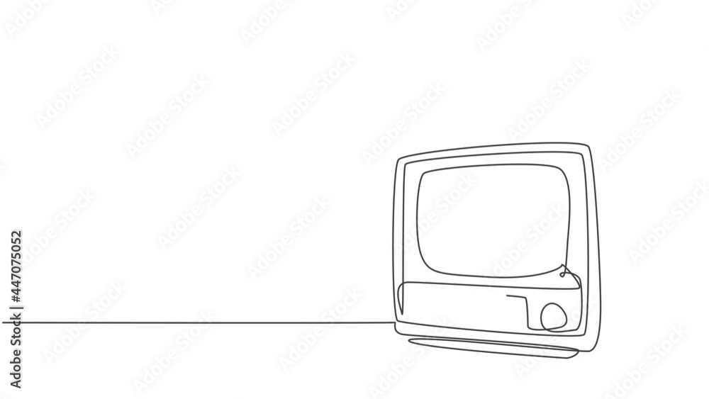 Animated self drawing of one continuous line draw retro old classic ...