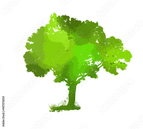 green tree object. Mixed media. Vector illustration