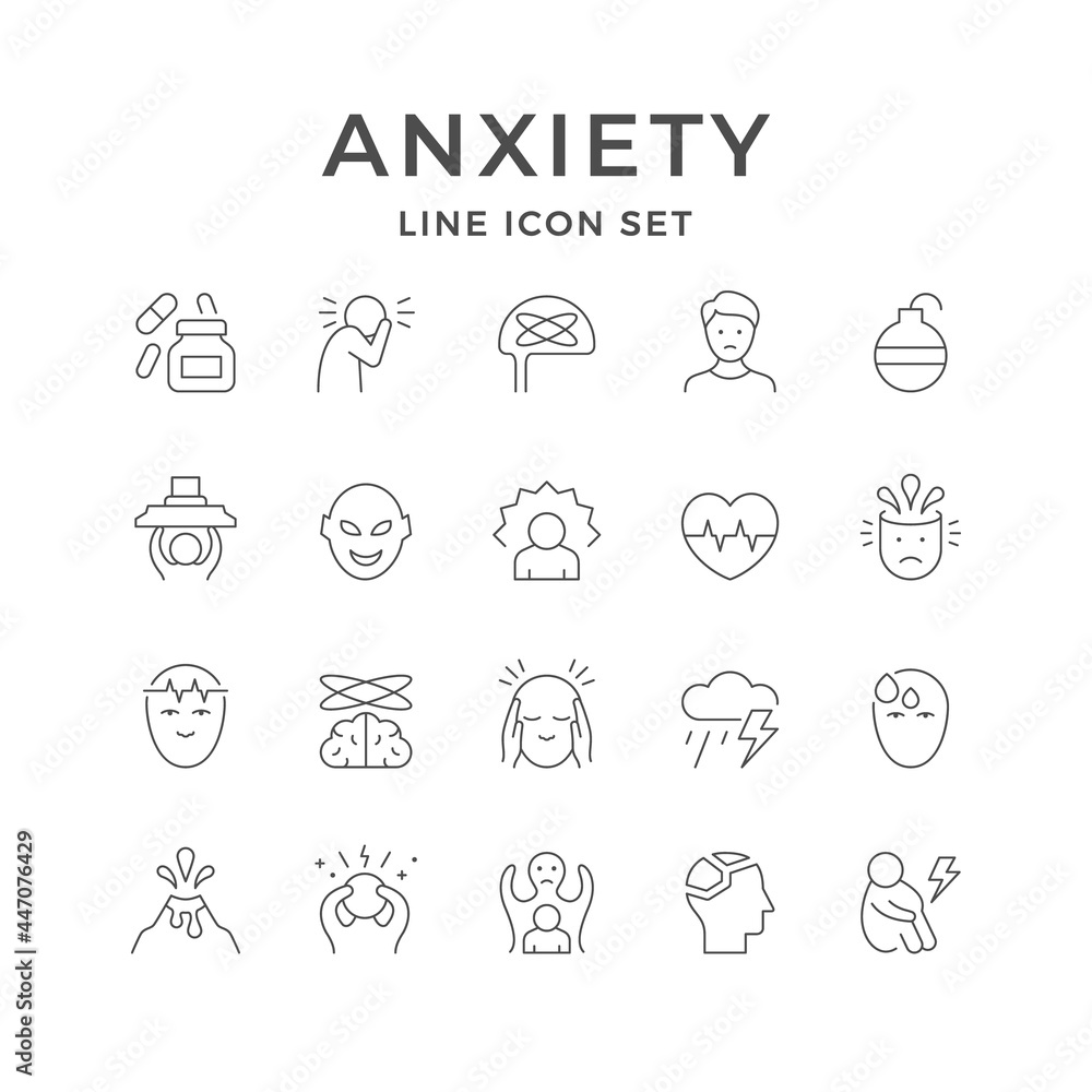 Set line icons of anxiety Set line icons of anxiety
