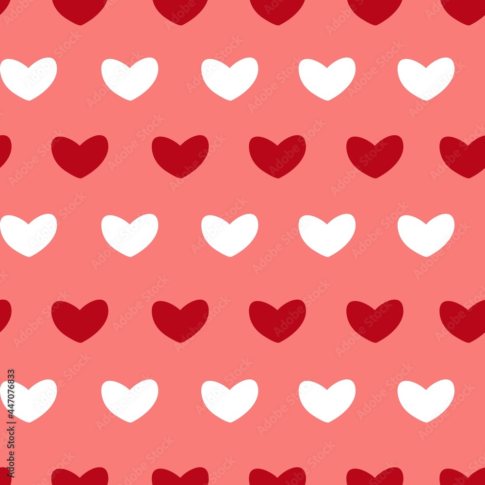 Beautiful trendy hearts seamless pattern on pink background.
Design for poster, valentines day, wrapping,
 background, print, texture, textile.