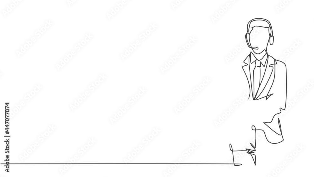 Animated self drawing of continuous line draw young happy male business consultant giving excellent speech to the seminar audience in class. Business workshop concept. Full length one line animation. Animated self drawing of continuous line draw young happy male business consultant giving excellent speech to the seminar audience in class. Business workshop concept. Full length one line animation.