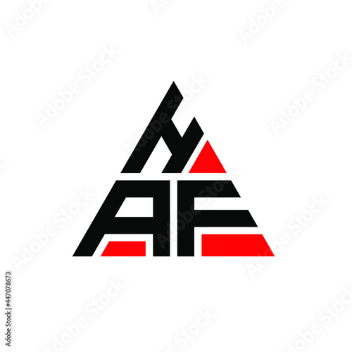 HAF triangle letter logo design with triangle shape. HAF triangle logo design monogram. HAF triangle vector logo template with red color. HAF triangular logo Simple, Elegant, and Luxurious Logo. HAF 
