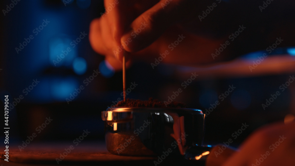Spreading fresh coffee with neon light Spreading fresh coffee with neon light