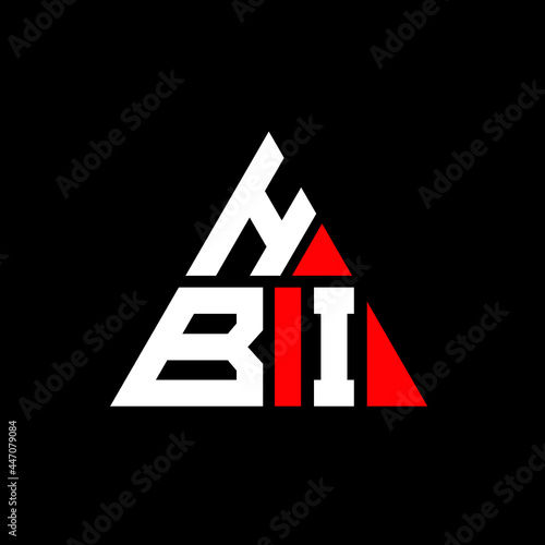 HBI triangle letter logo design with triangle shape. HBI triangle logo design monogram. HBI triangle vector logo template with red color. HBI triangular logo Simple, Elegant, and Luxurious Logo. HBI  photo